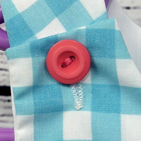 Pink Bunny Smock Turquoise Gingham Romper 3-6 Months - Picture 3 of 6